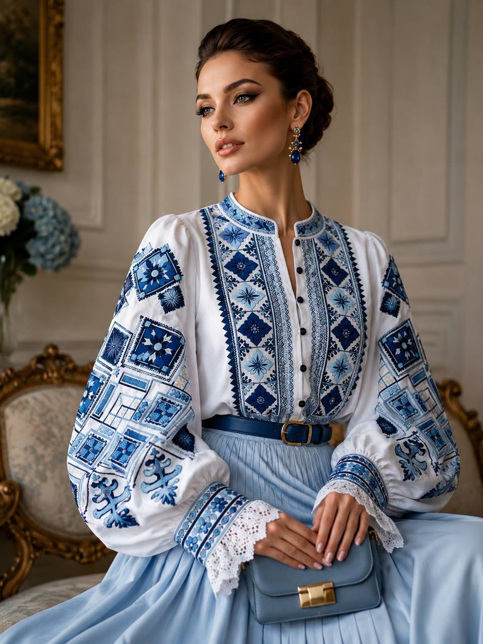 Жіноча вишиванка "Блакить ночі"